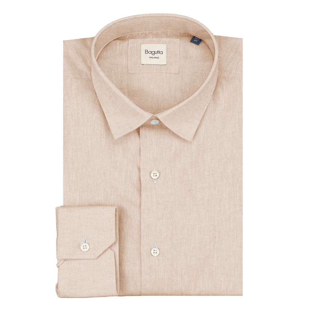 Bagutta beige linen shirt for men